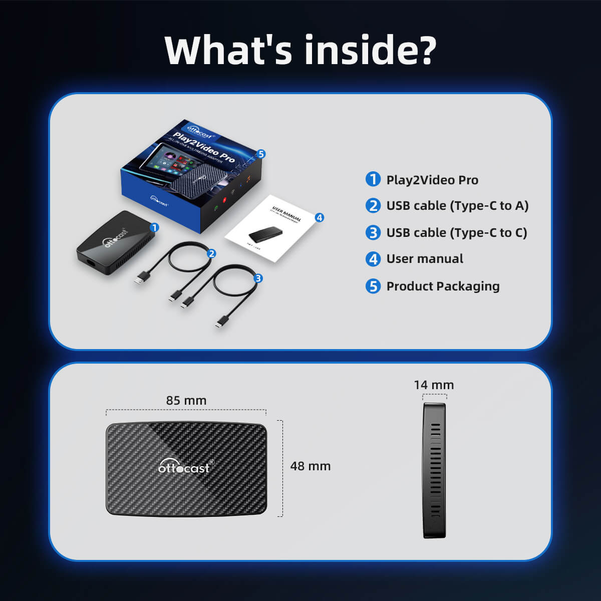 (EXCLUSIVE PRICE)-OTTOCAST PLAY2VIDEO PRO AI ADAPTER