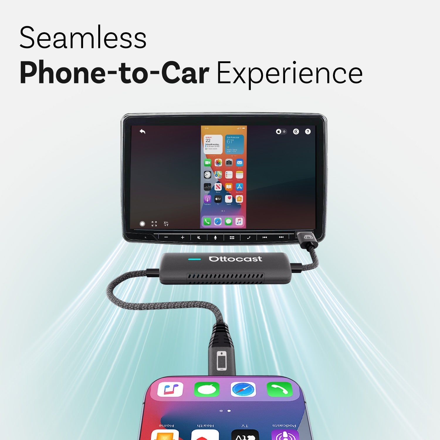 カーナビ Ottocast MirrorTouch Car Adapter Mirror Touch Wireless CarPlay Adapter | Wireless CarPlay & Android